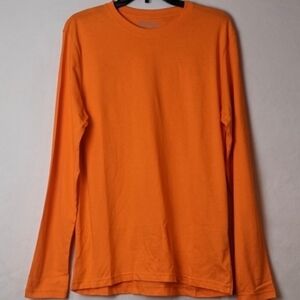 Boohoo Man Bright Orange Long Sleeve Crew Neck Tee size Medium